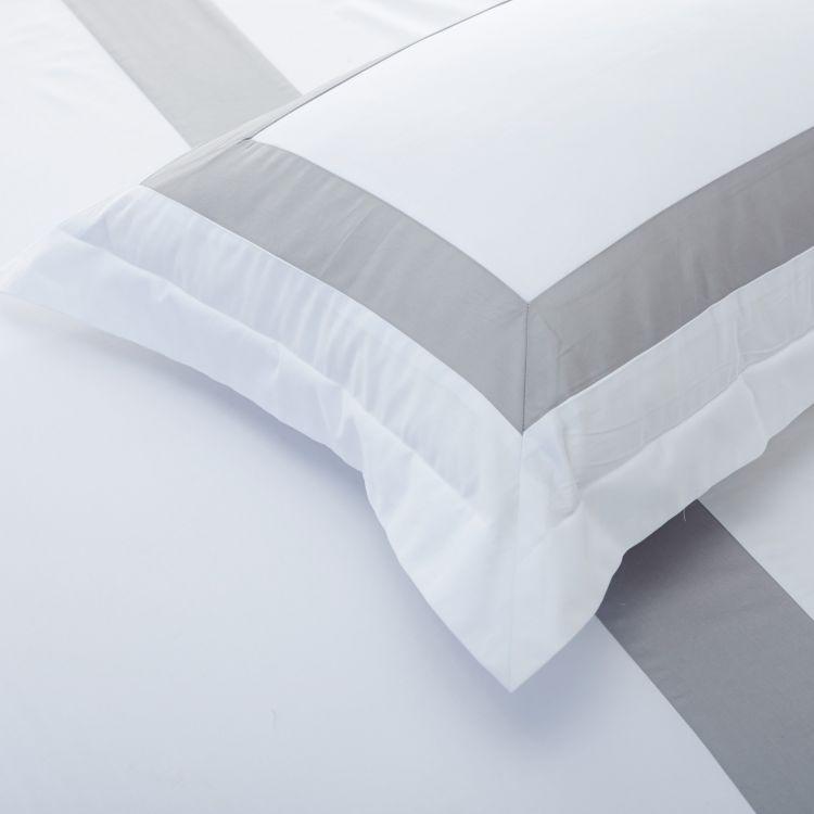 Hotelier Prestigio™ Luxury White Base Grey Border Fitted Sheet Set - Affairs Living Pte. Ltd.