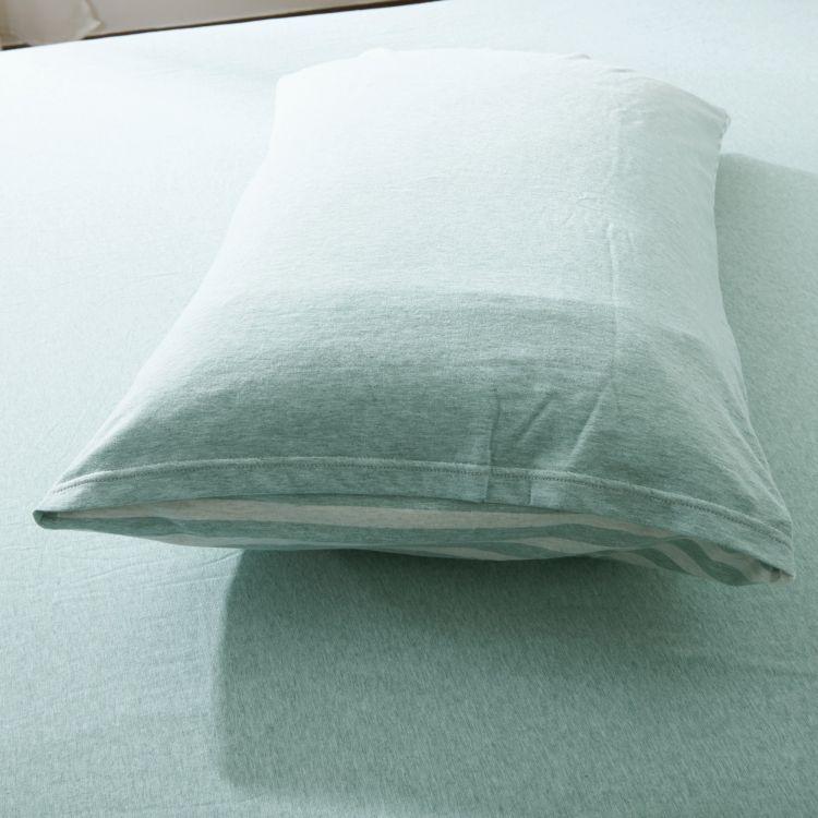 Cotton Pure™ Pale Green Stripe Jersey Cotton Pillow Case - Affairs Living Pte. Ltd.