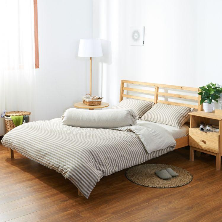 Cotton Pure™ Brownie Beige Stripe Jersey Cotton Fitted Sheet Set - Affairs Living Pte. Ltd.