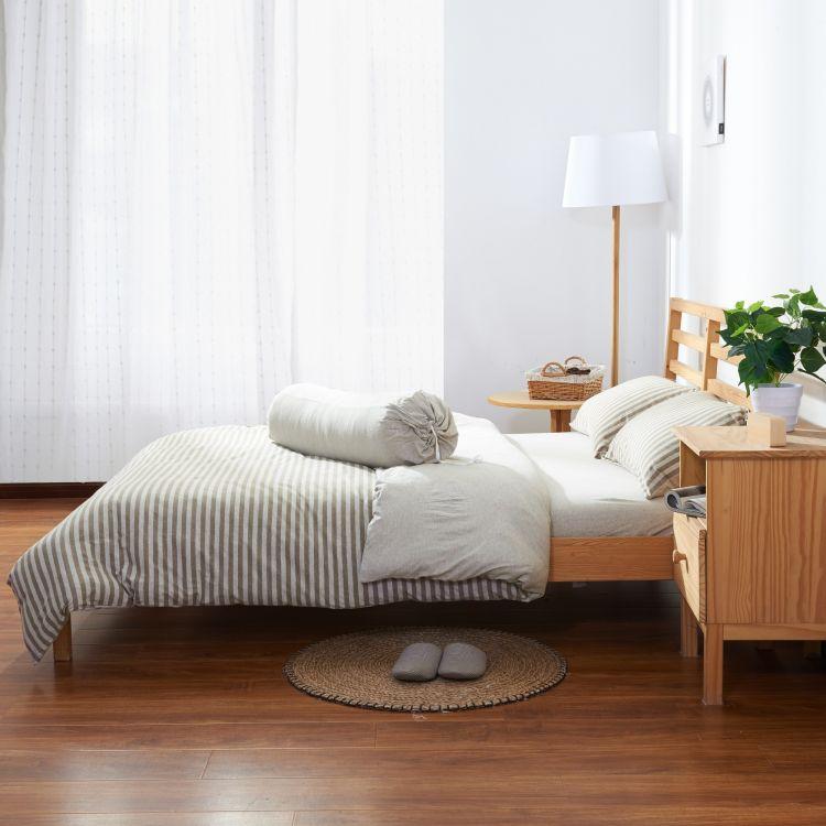 Cotton Pure™ Brownie Beige Stripe Jersey Cotton Fitted Sheet Set - Affairs Living Pte. Ltd.