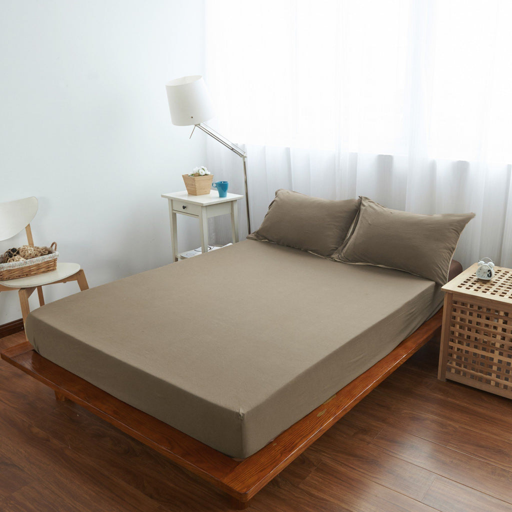 Cotton Pure™ Coyote Brown Jersey Cotton Fitted Sheet Set - Affairs Living Pte. Ltd.