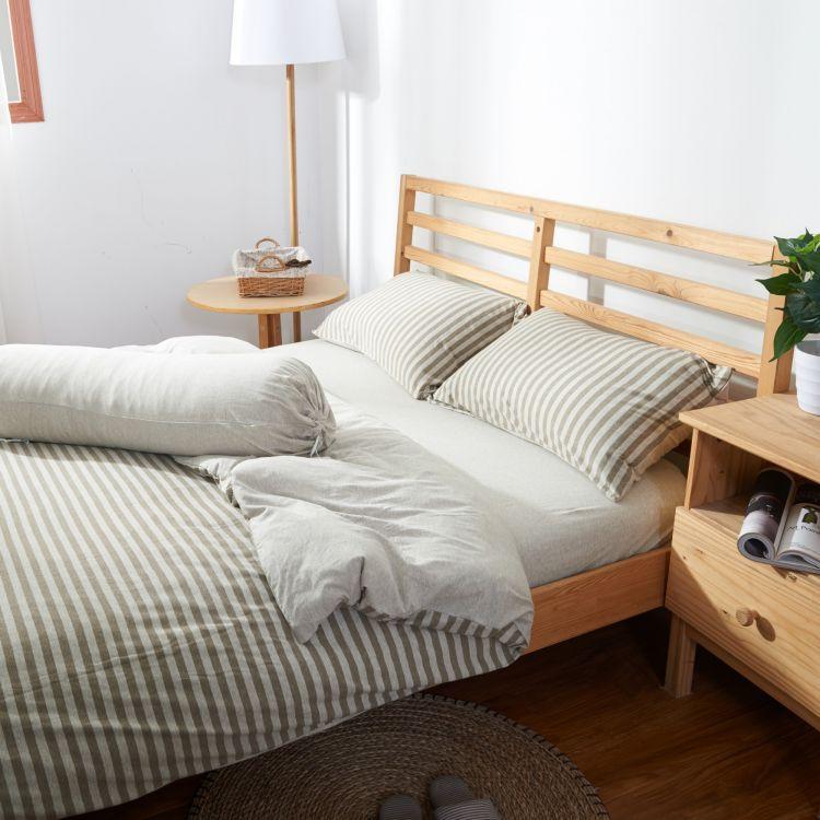 Cotton Pure™ Brownie Beige Stripe Jersey Cotton Fitted Sheet Set - Affairs Living Pte. Ltd.