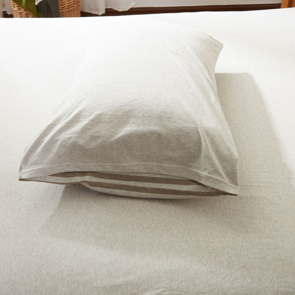 Cotton Pure™ Brownie Beige Stripe Jersey Cotton Pillow Case - Affairs Living Pte. Ltd.