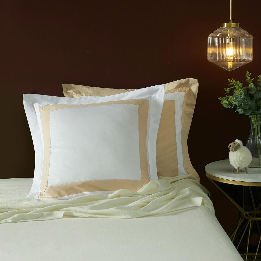 Hotelier Prestigio™ Luxury White Champagne Border Euro Sham - Bedding Affairs