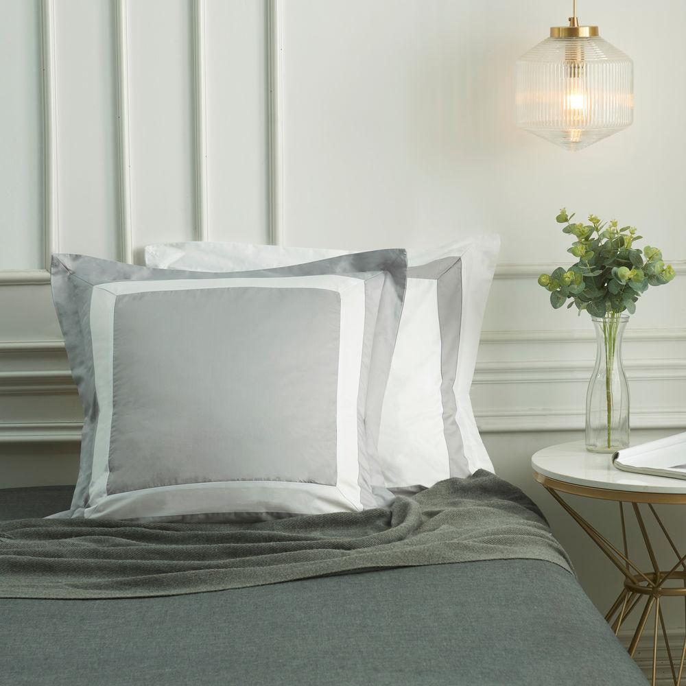 Hotelier Prestigio™ Luxury Cliff Grey Base White Border Euro Sham - Bedding Affairs